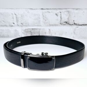 Men’s Black Ratchet Belt Auto Buckle Leather Dress Belt Size 32